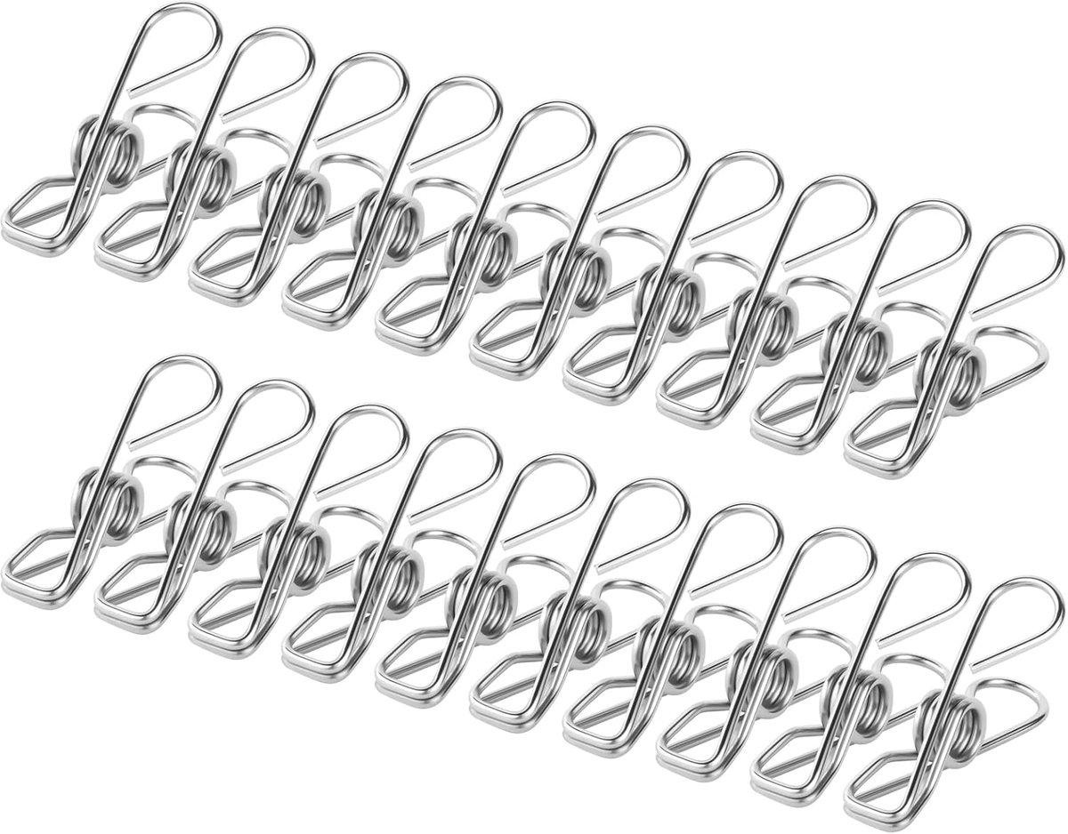 SnelShoppen - RVS Kledingknijpers 100 Stuks - 4.5cm Roestvrij Staal Clips - Wind- en Waterdicht - Voor Waslijn, Kleding, Keuken, Kantoor