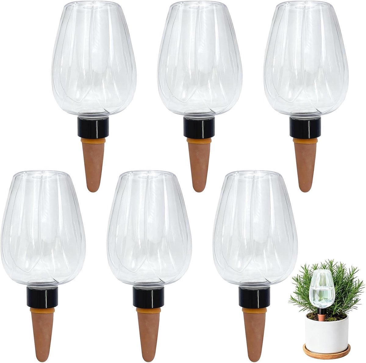 SnelShoppen - Bewateringsballen voor Planten, 6 Stuks, 350 ml, Transparant, Automatische Plantenbewatering, Zelfbewateringsbal, Waterdispenser voor Bi