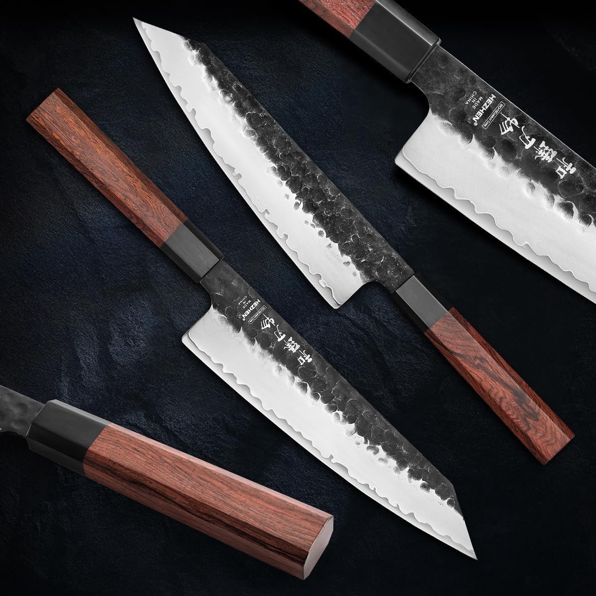 SnelShoppen - Kiritsuke Koksmes - 3-laags Hoogwaardige Carbon Staal Chefmes - Professioneel Japans Keukenmes met Rode Houten Octagon Handvat en Houten