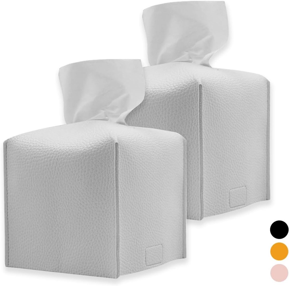 SnelShoppen - Cosmetic Towel Box, Wet Wipes Dispenser, Tissue Dispenser, PU Leer, Refillable, 13x13x13cm, Wit, Voor Badkamer, Keuken, Dresser, Bedtafe