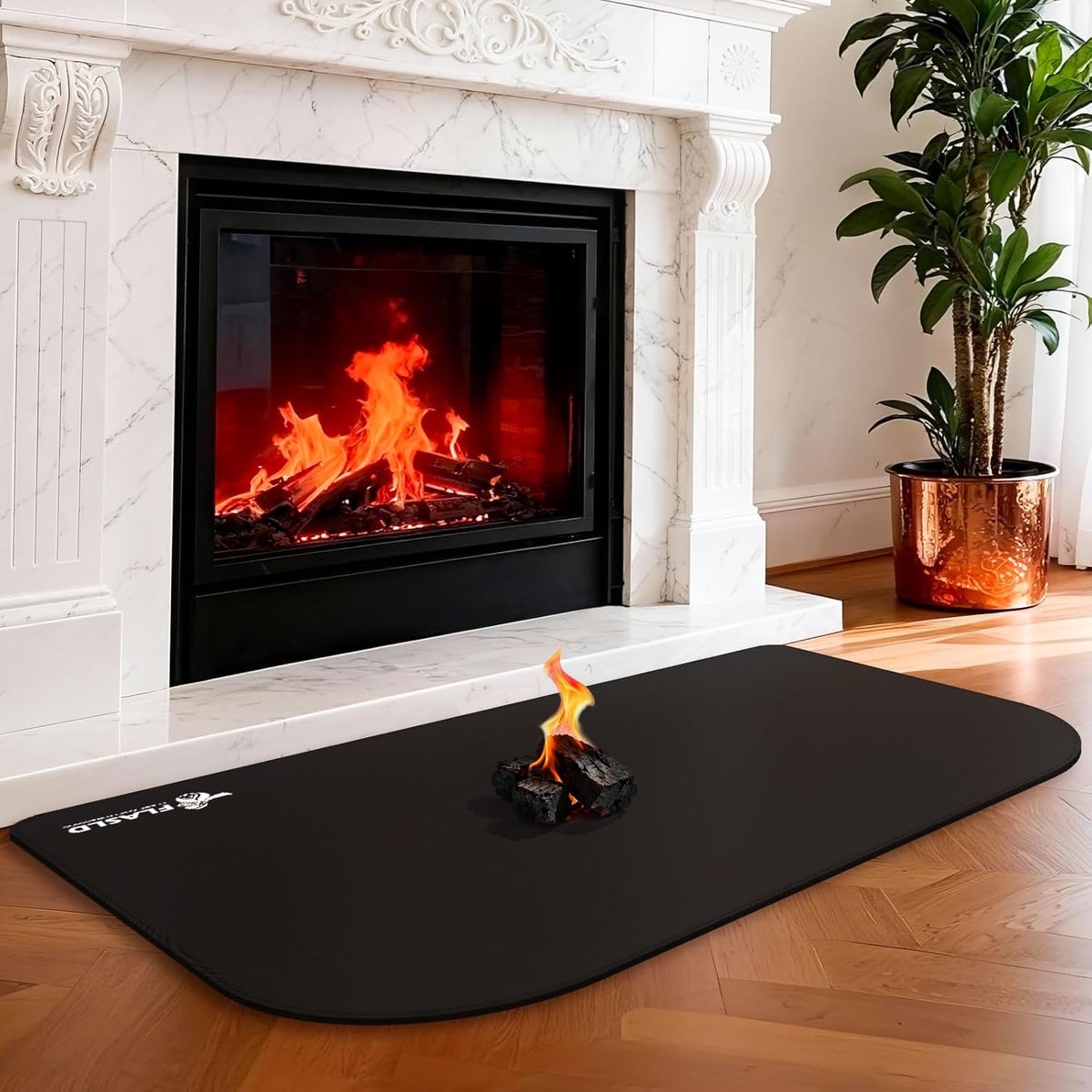 SnelShoppen - Vlamvertragende Openhaardmat 63x99cm - Vuurvaste Glasvezel Kussen voor Haard en Chimineé - Zwart, Hittebestendig, Bescherming voor Vloer