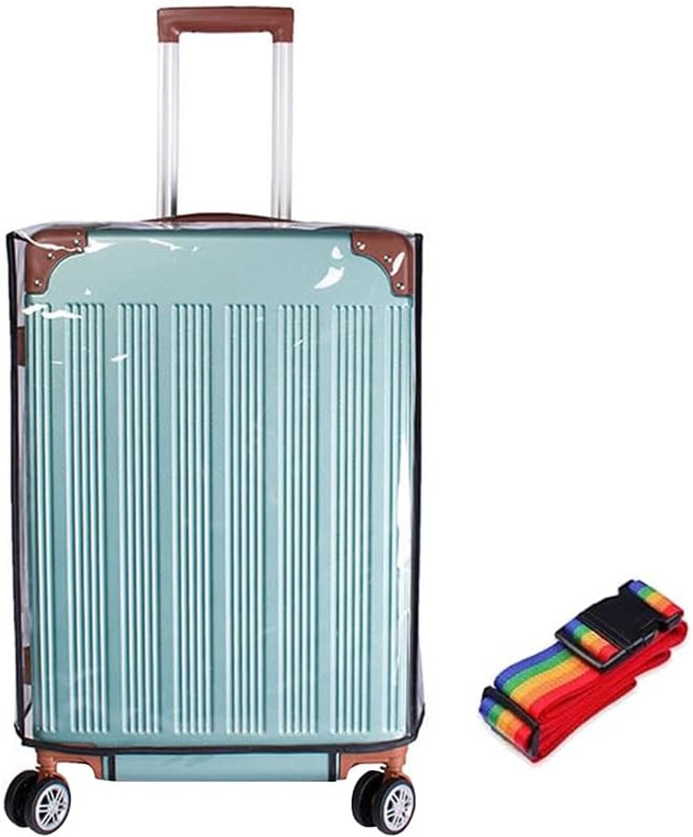 SnelShoppen - 28 Inch Transparante Bagageafdekking - Waterdichte Kofferhoes met Beschermtas, Stofdicht, Krasbestendig PVC, Inclusief Bagageriem - Idea