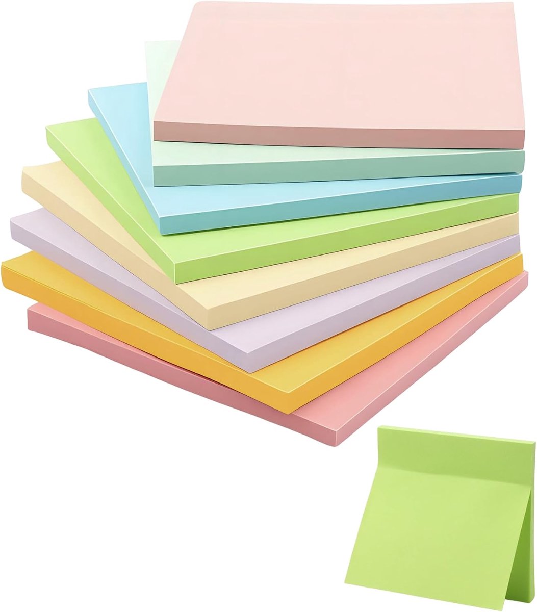SnelShoppen - Sticky Notes Pastel 400 Sheets - 76x76mm Zelfklevende Notities - 8 Kleuren - Sterke Hechting - Herbruikbaar - Ideaal voor Kantoor, Schoo