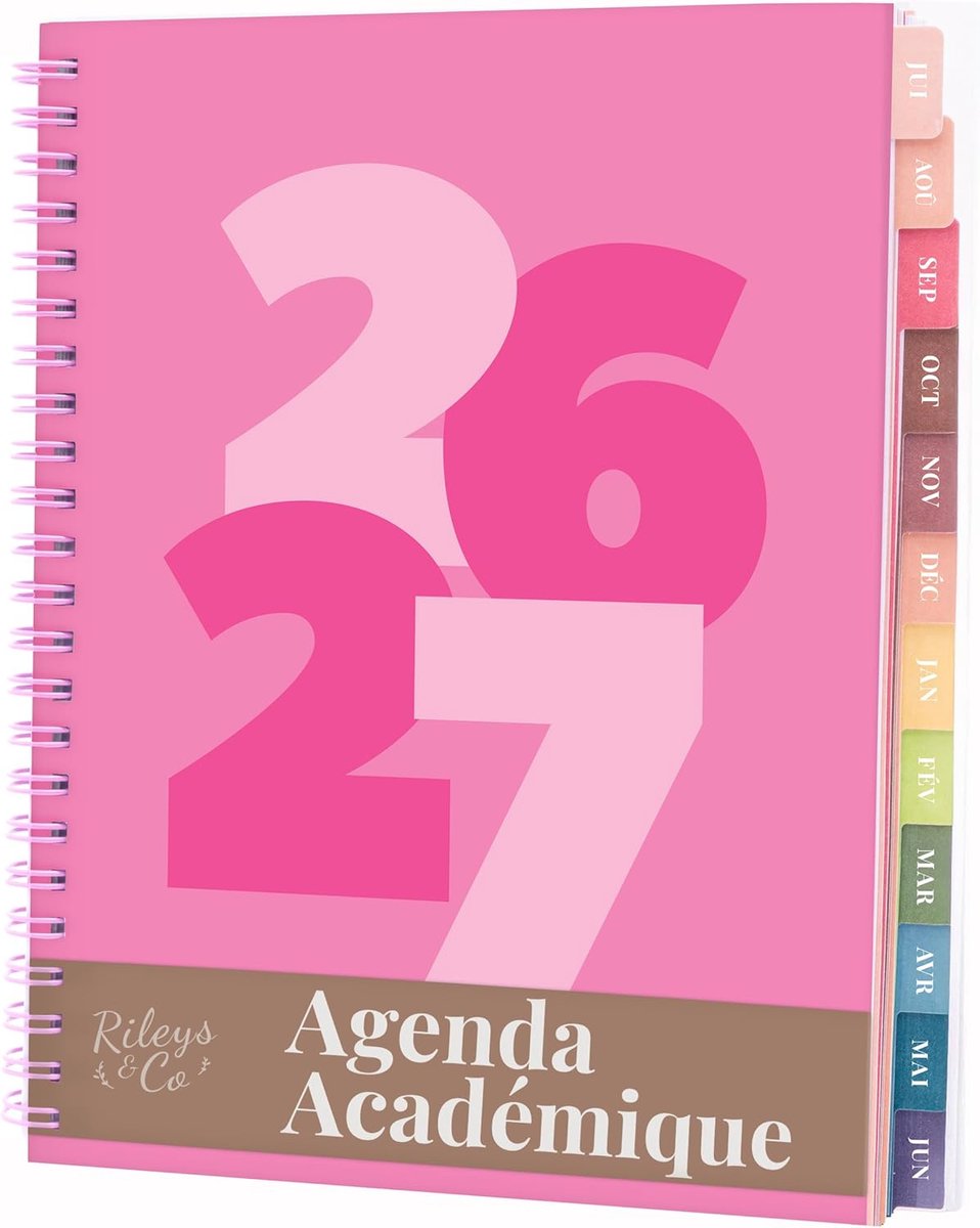 Academische Planner 2026-2027 - Agenda Schooljaar - Studie Plannen - Dagelijkse Weekelijkse Maandelijkse Overzichten - 20 x 15 cm - Roze