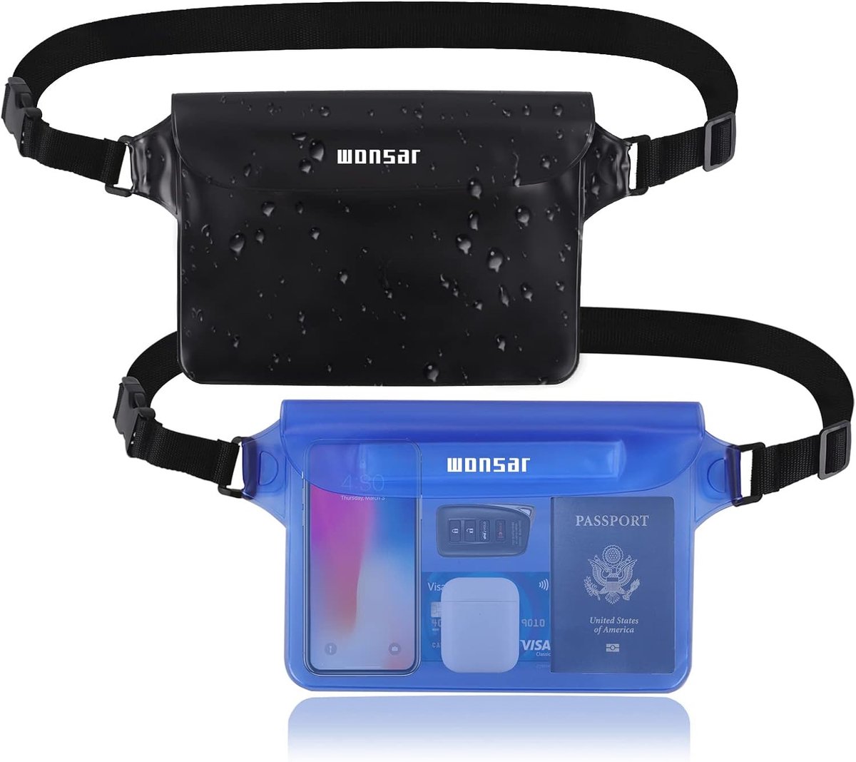 SnelShoppen - 2 Pack Waterdichte Heuptas met Verstelbare Strap, 100% Waterdichte Telefoonhoes voor Watersport, Strand, Zwemmen, Varen en Skiën