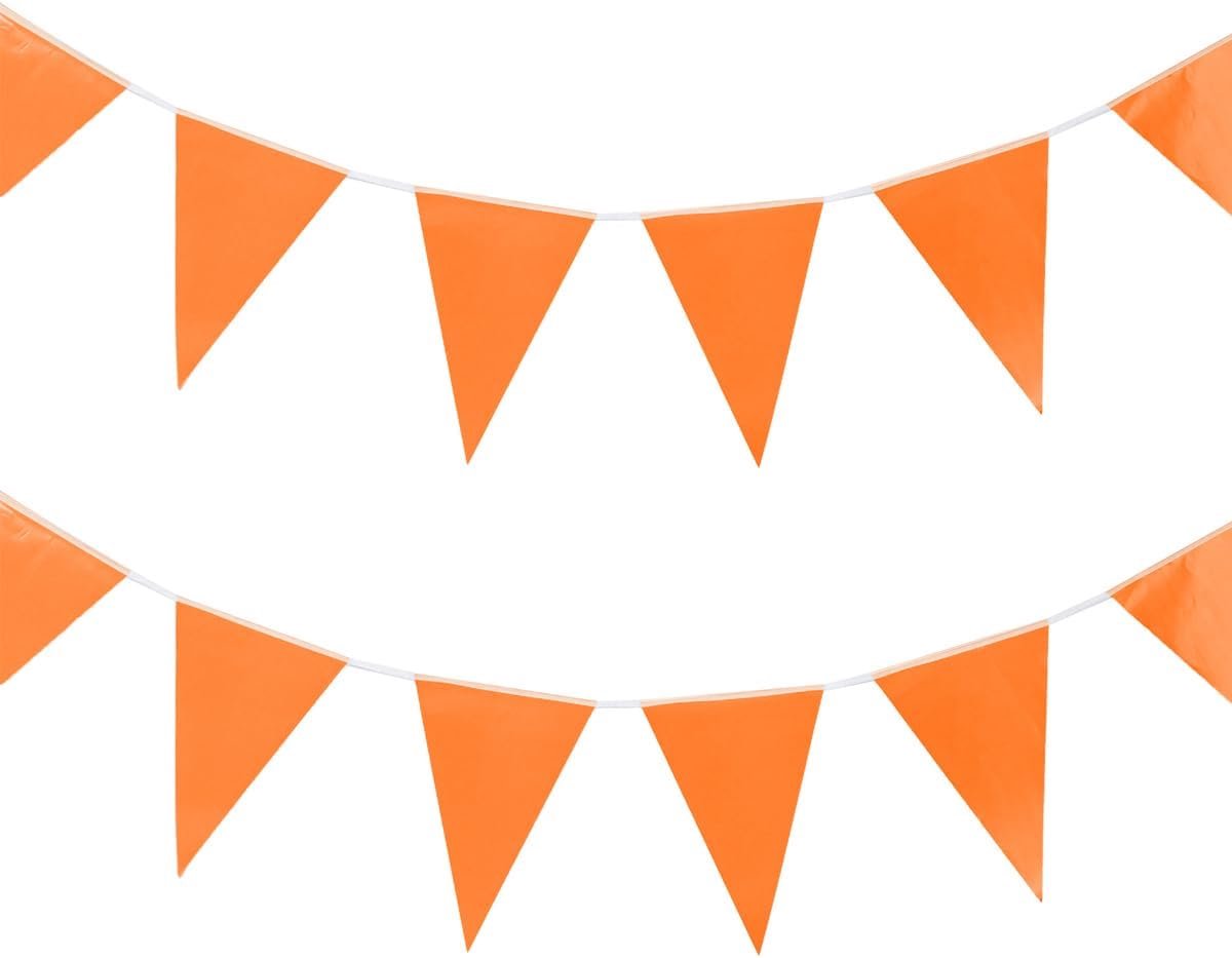Driehoekige Banners - Feestelijke Slingers - Feestelijke Decoratie - Duurzaam Papiermateriaal - 5 stuks 3 meter - Oranje