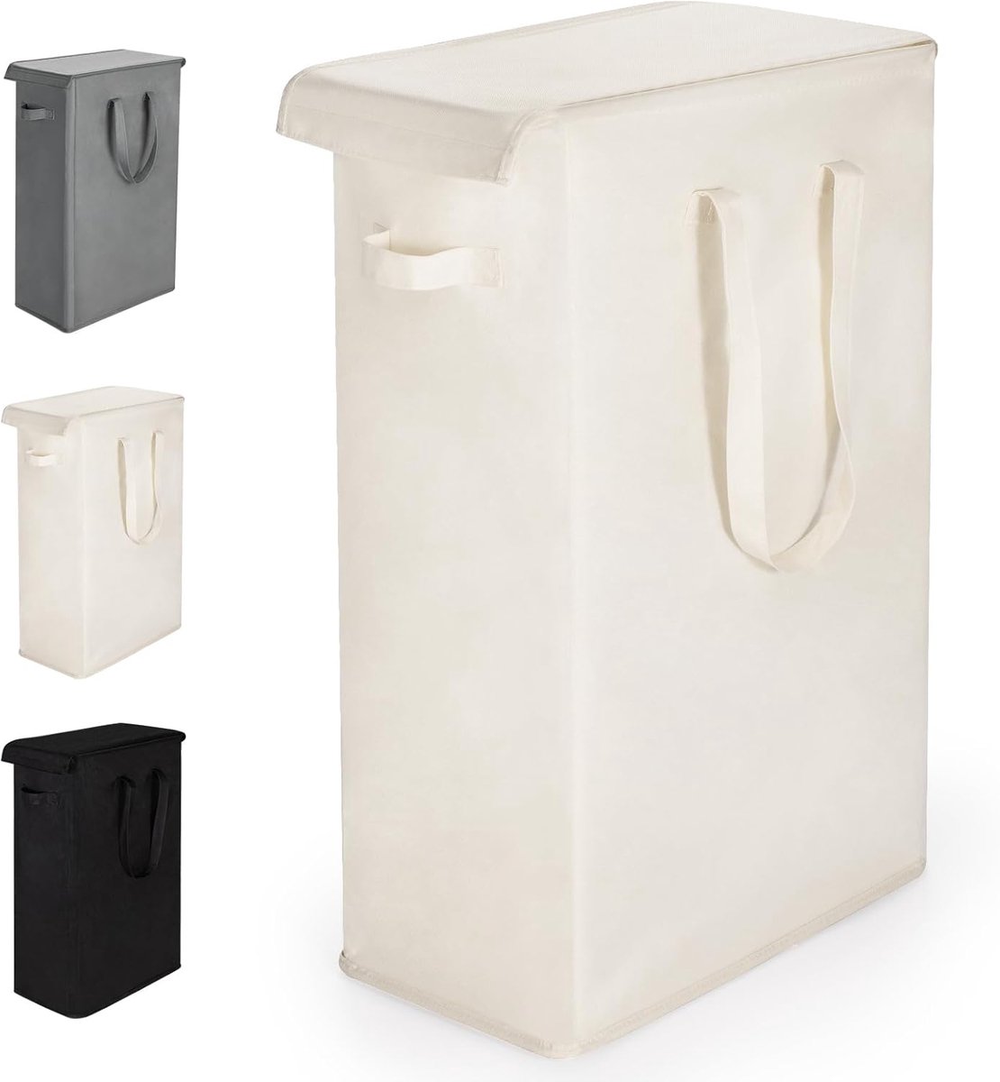 SnelShoppen - Slimme Wasmand met Deksel 55L - Vouwbare Wasverzamelaar met Lange Handgreep - Dunne Oxford Katoen Opbergmand - Ideaal voor Waskamer, Sla