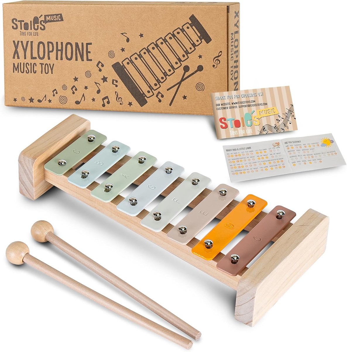 SnelShoppen - 8 Kleurrijke C-Klank Xylofoon voor Kinderen - Muziek Speelgoed met Kloppers en Notenblad - Educatief Speelgoed voor Peuters en Kinderen