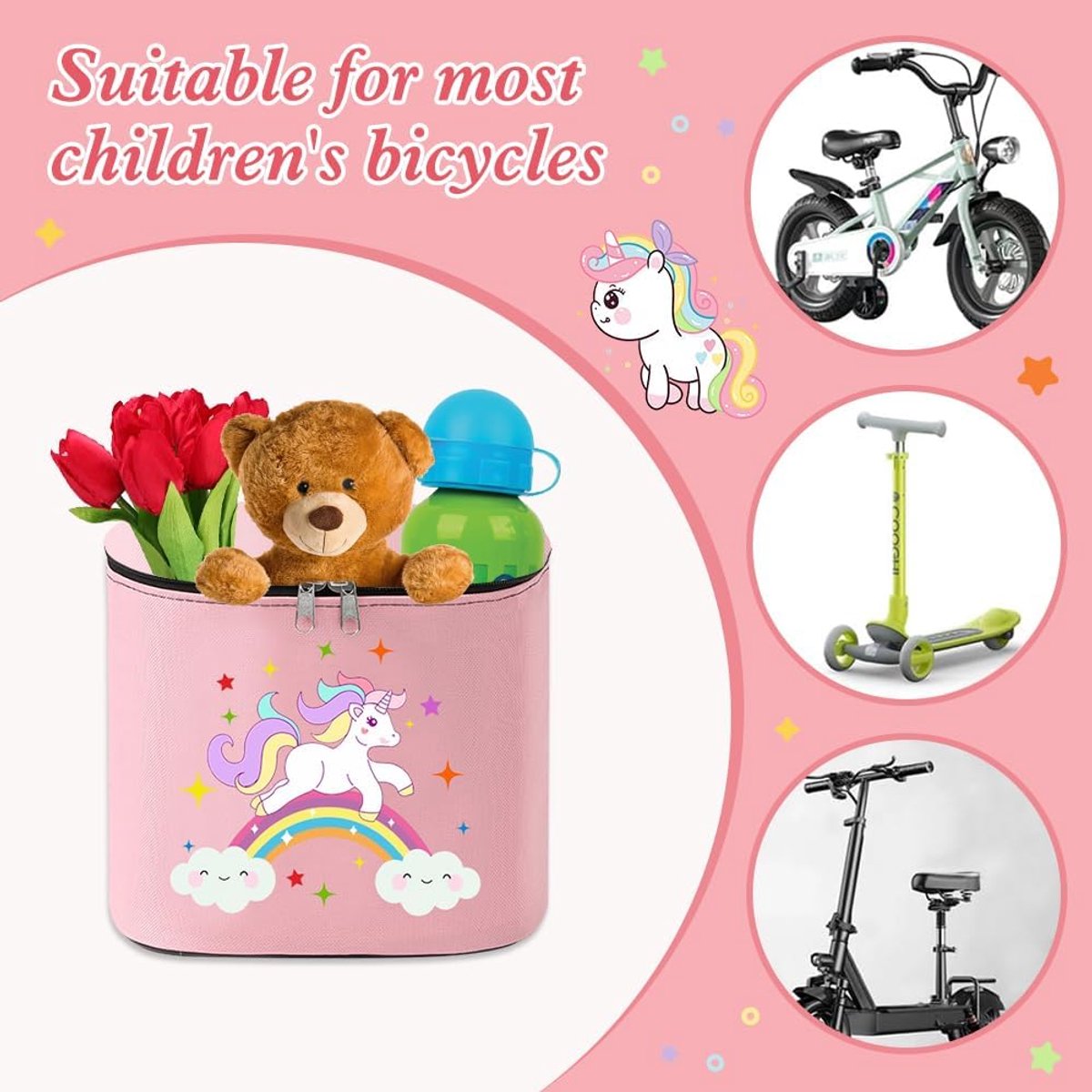 SnelShoppen - Fietsmand voor Kinderen, Fietsstuurtas, Waterdichte Fietsaccessoires voor Balansfiets en Driewieler - Ideaal voor Speelgoed, Snacks, en