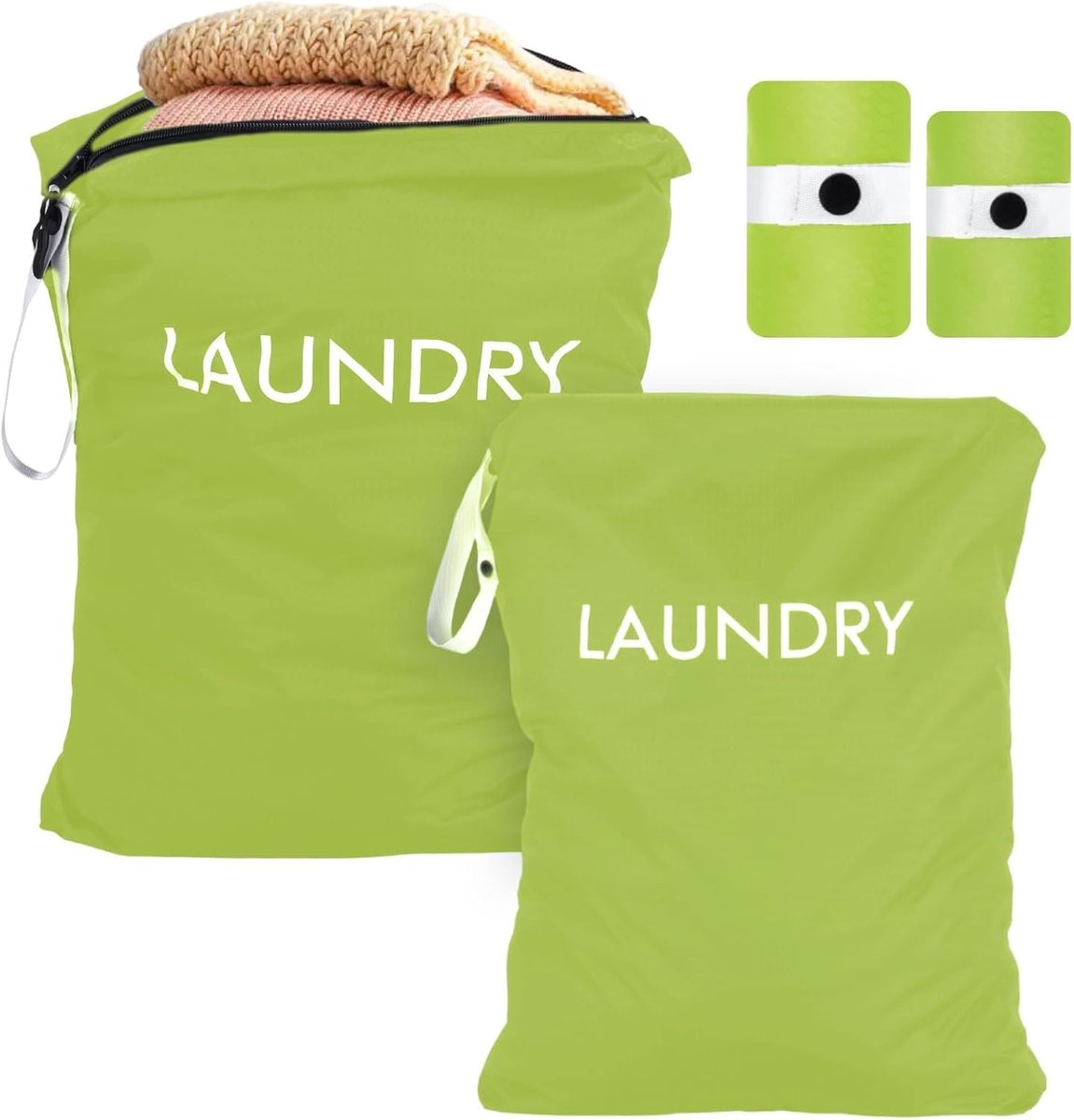 SnelShoppen - 2 Stuks Waterdichte Waszakken, Opvouwbare Herbruikbare Vuilwaszakken voor Camping en Reizen, 2 Maten (60 x 45/55 x 35 cm), Scheurvast en