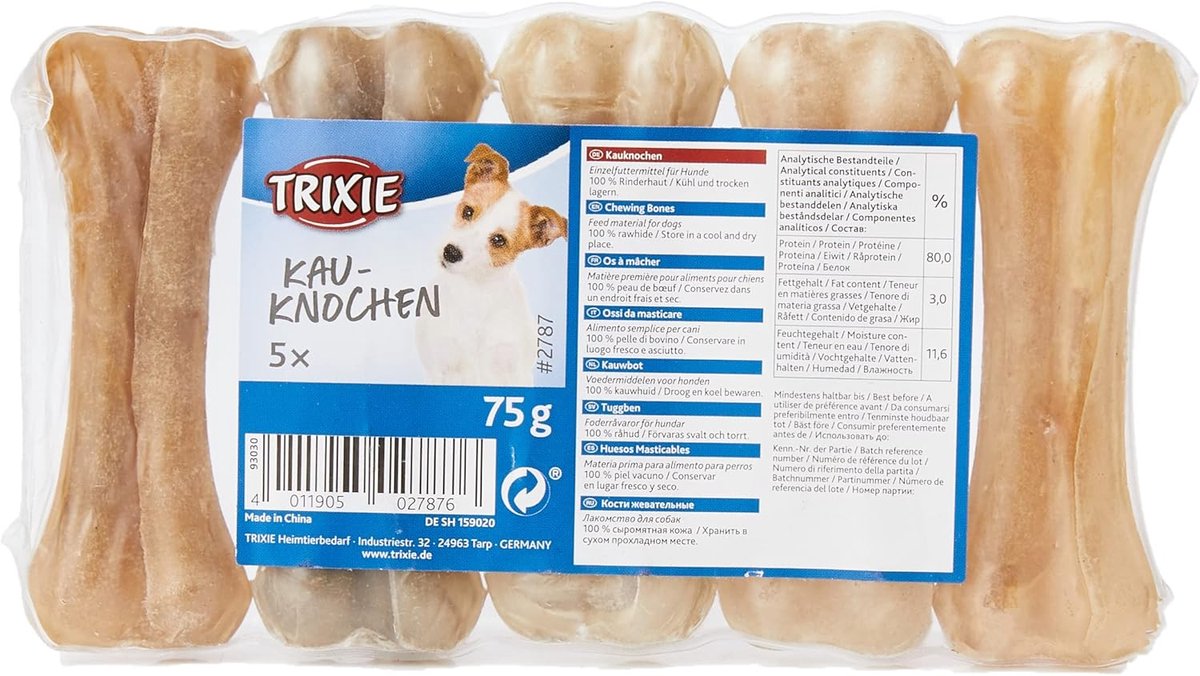 Thijox - Kauwbeen Geperst voor Honden - 8 cm - 5 x 15 g - Geweldig voor Tandverzorging en Kauwplezier