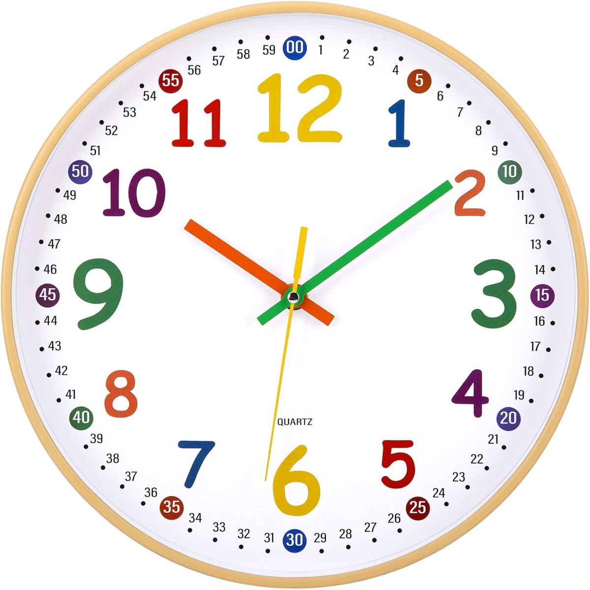 SnelShoppen - Stille Wandklok Kinderen 30 cm - Quartz Aangedreven - Houtnerf - Makkelijk Af te Lezen - Perfect voor Thuis, Keuken, Slaapkamer, Kantoor