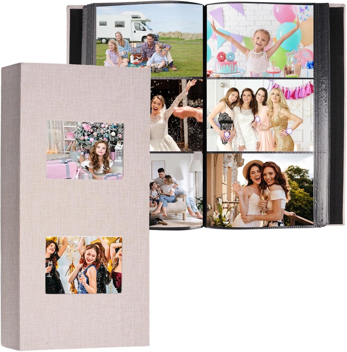 SnelShoppen - Fotoalbum Insteekalbum 10 x 15 cm | Linnen Omslag voor 300 Foto's | Robuust en Duurzaam Fotoboek voor Bruiloft, Familie, Baby, Vakantie