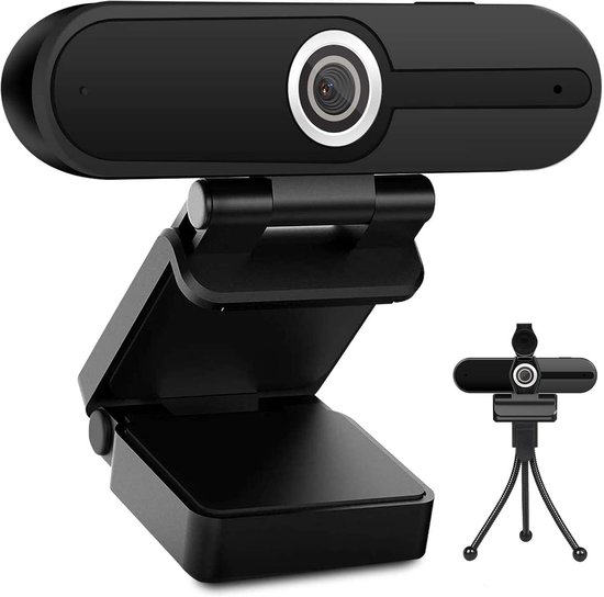SnelShoppen - 4K Webcam 1080p met Microfoon - 8 Megapixel USB Computer Web Camera met Privacy Shutter en Statief - Perfect voor Video Calling, Confere