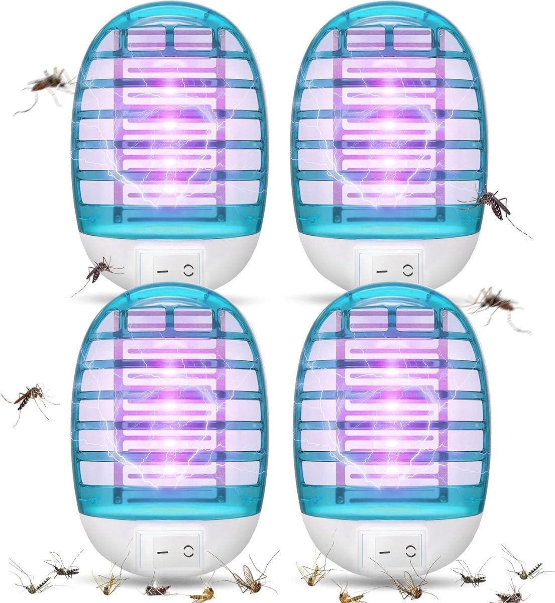 SnelShoppen - Elektrische Muggenlamp 4 Stuks - Insectenverdelger voor Binnen - UV Muggenval - Muggenbescherming voor Slaapkamer en Thuis - Stopcontact