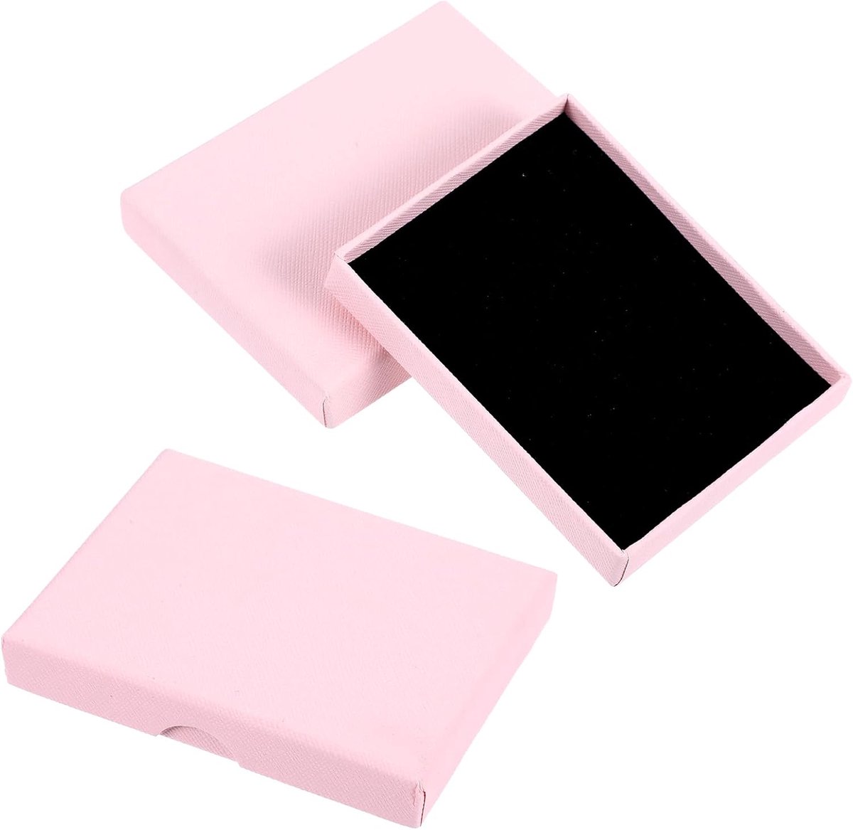 SnelShoppen - 2 Stuks Sieradengeschenkdoos - Klein Rechthoekig met Deksel - 9 x 7 cm - Voor Oorbellen, Halskettingen, Armbanden, Ringen - Wit/Roze - S