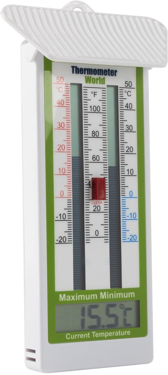 SnelShoppen - Digitale Thermometer Min-Max Wandthermometer voor Broeikas, Tuin, Keuken - Nauwkeurig Temperatuurmeten, Klassiek Design, Geschikt voor B