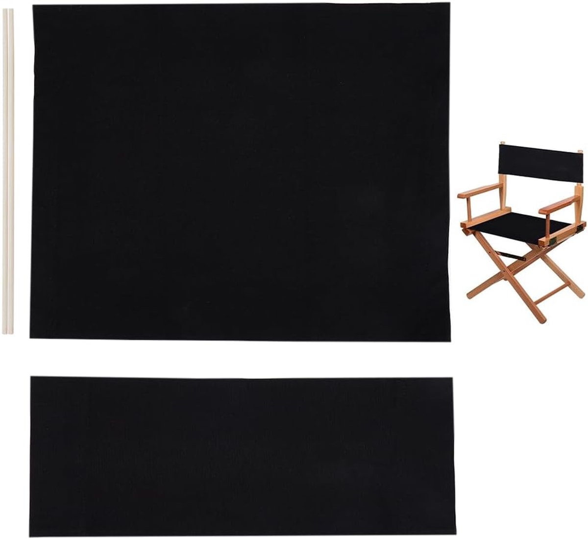 SnelShoppen - Regisseursstoelovertrekken Canvas zwart - Vervangende stoelhoes voor draagbare klapstoelen - Ideaal voor strand, tuin en ontspanning - S