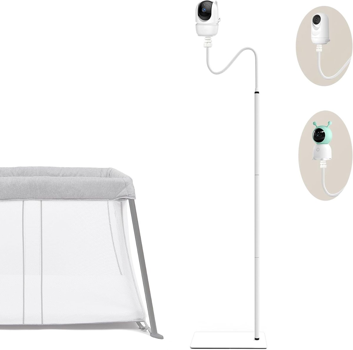 SnelShoppen - Babyfoonhouder Vloerstandaard voor Video Babyfoon, Stabiele Aluminiumlegering, Antislip, Geschikt voor Diverse Babyfoonmodellen, Ideaal
