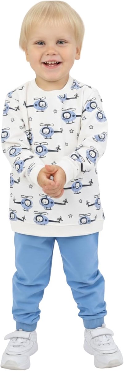 SnelShoppen - Uniseks Kinderkleding voor Jongens en Meisjes - 2-delig Set met Lange Mouwen en Broek met Zakken - 100% Katoen - Comfortabele en Praktis