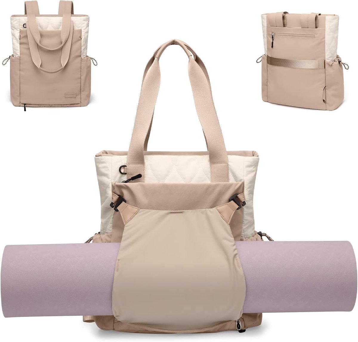 SnelShoppen - Convertible Laptop Backpack Yoga Bag - Padded Tote Bag voor 15.6 inch Laptop, Yoga Mat, Reizen, Fitness, Kantoor en Winkelen