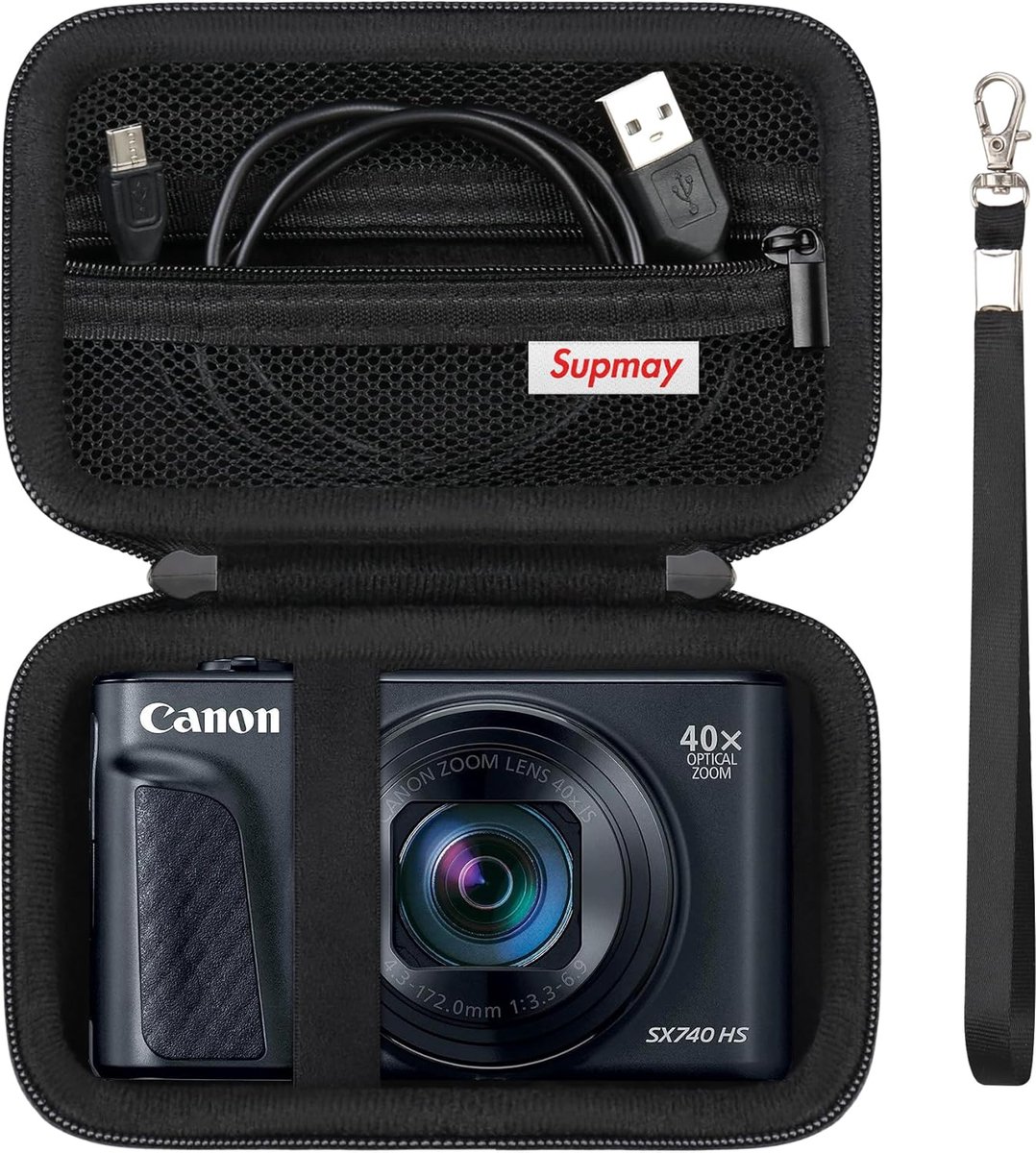 SnelShoppen - Stevige Draagtas voor Digitale Camera's - Opbergtas voor Canon PowerShot SX740 HS, SX730 HS, SX720 HS, SX620 HS, G7 X Mark III, G7 X Mar