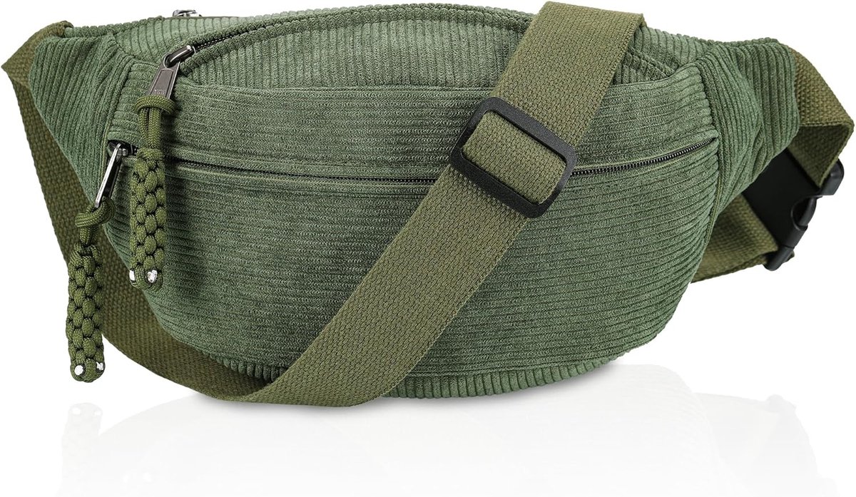 SnelShoppen - Hejo Corduroy Heuptas, Fashion Bum Bag, Grote Capaciteit, Unisex Sport Schoudertas voor Dagelijks Gebruik, Reizen, Hardlopen, School, Gr