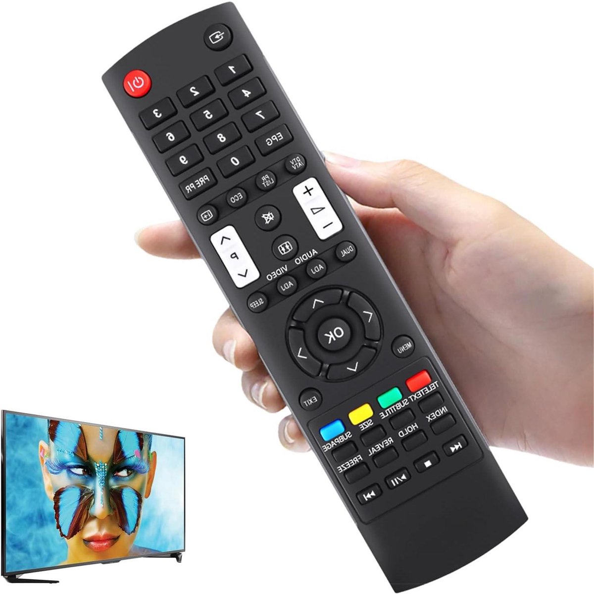 Afstandsbediening - TV Bediening - Televisie Bediening - Direct te Gebruiken - 10 Meter Bereik - Zwart