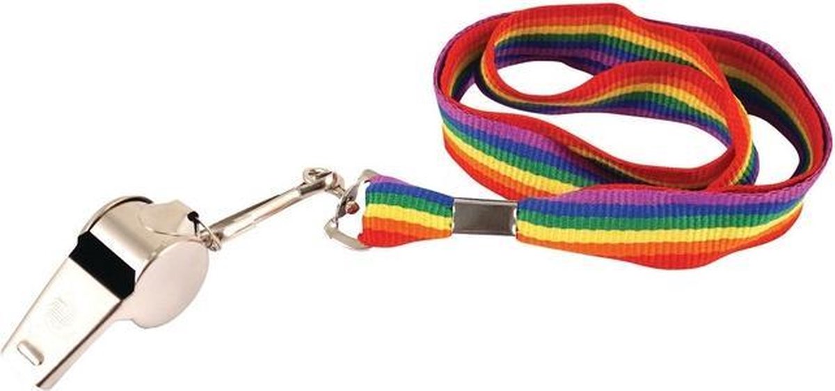 Regenboog gay pride kleuren keycord/koordje met fluitje - Regenboogvlag LHBT accessoires - Merkloos