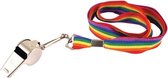 Regenboog gay pride kleuren keycord/koordje met fluitje - Regenboogvlag LHBT accessoires