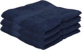 3x Voordelige handdoeken navy blauw 50 x 100 cm 420 grams - Badkamer textiel badhanddoeken