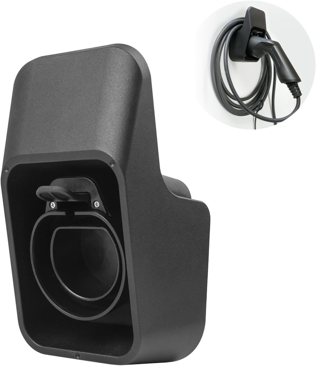 SnelShoppen - Type 2 Holder, Wandmontage EV Oplaadkabel Houder Dock voor EVSE IEC 62196-2 Connector, Kabelopslag, Duurzaam Plastic, Garage Organisatie