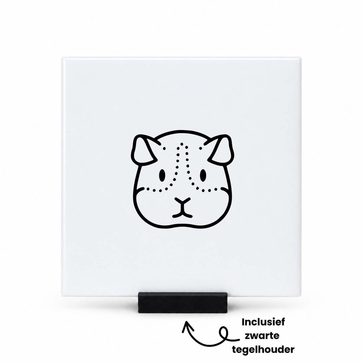 Hacebo Cavia tegeltje met tegelhouder - Cavia - Cavia liefhebbers - tegeltjes met tekst - Leuk kado voor iemand die van cavia´s houd - spreuktegels - 10.8x10.8 CM Wit