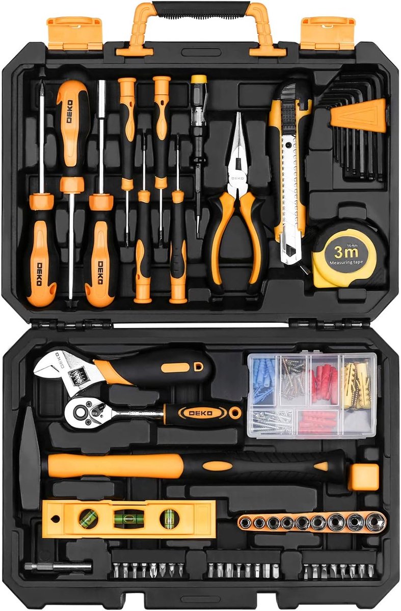 SnelShoppen - Tool Case, Tool Box, Gereedschapsset, 138 Stuks, Hoogwaardige Stalen Handgereedschappen, Ergonomisch Ontwerp, Voor Mannen en Vrouwen