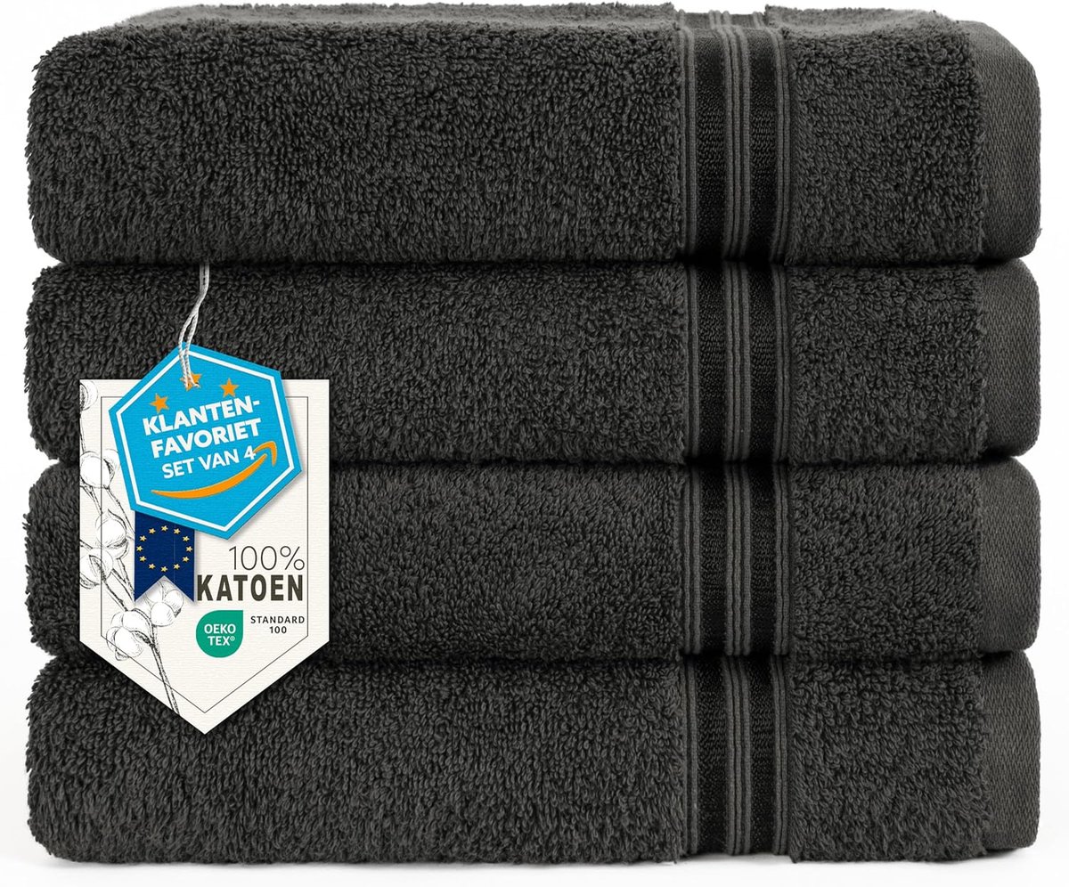SnelShoppen - Hammetex Handdoeken Set van 4 - 50x100 cm - 100% Katoen - Zacht en Absorberend - OEKO-TEX Gecertificeerd - Ideaal voor Badkamer, Spa, Ho
