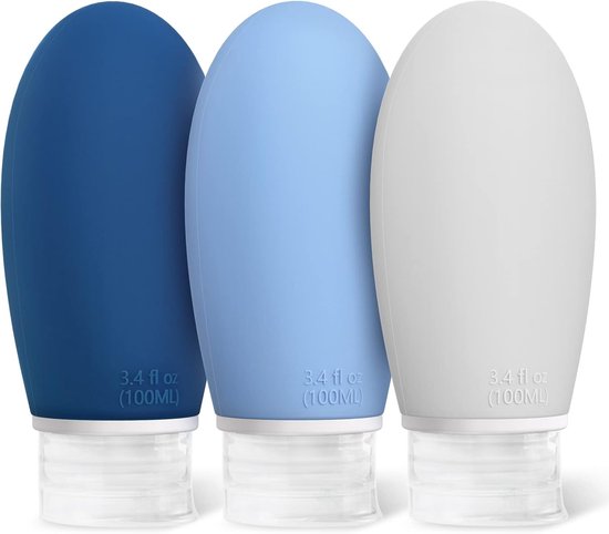 Thijox - 4x 100ml Siliconen Reisflesjes Set met Etiketten - Lekvrije Navulbare Lege Reisflessen voor Cosmetica, Shampoo, Vloeistoffen - BPA-vrij en TS van Thijox — afbeelding 3