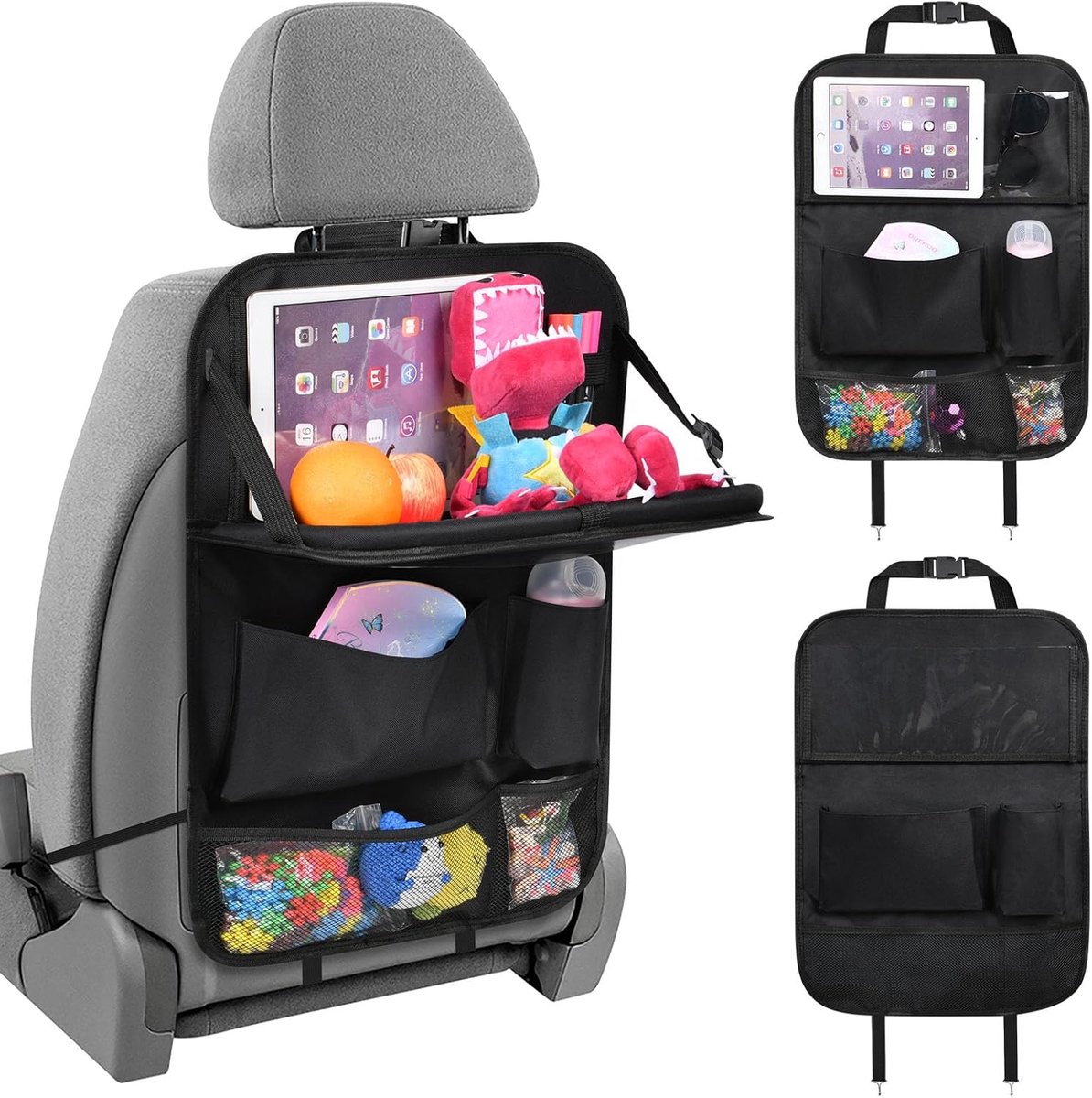SnelShoppen - Car Seat Organizer met 6 Opbergvakken, Vouwbare Tafel en Tablet Houder voor Auto, SUV en Truck - Ideaal voor Kinderen en Reizen