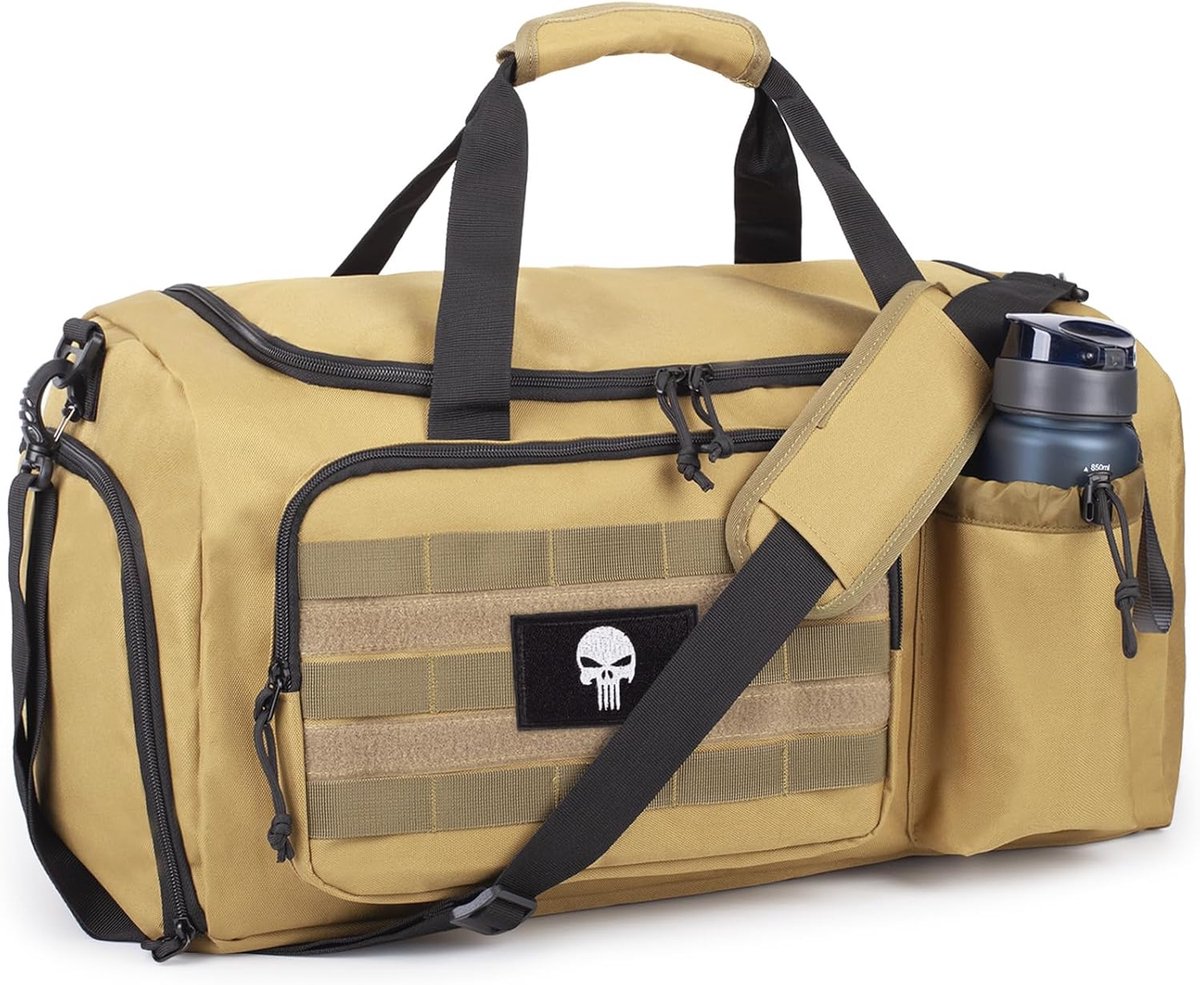 SnelShoppen - Men's Tactical Sports Bag 40L - Grote Capaciteit Duffel Bag met Schoencompartiment en Nat Compartment - Multifunctionele Weekendtas voor