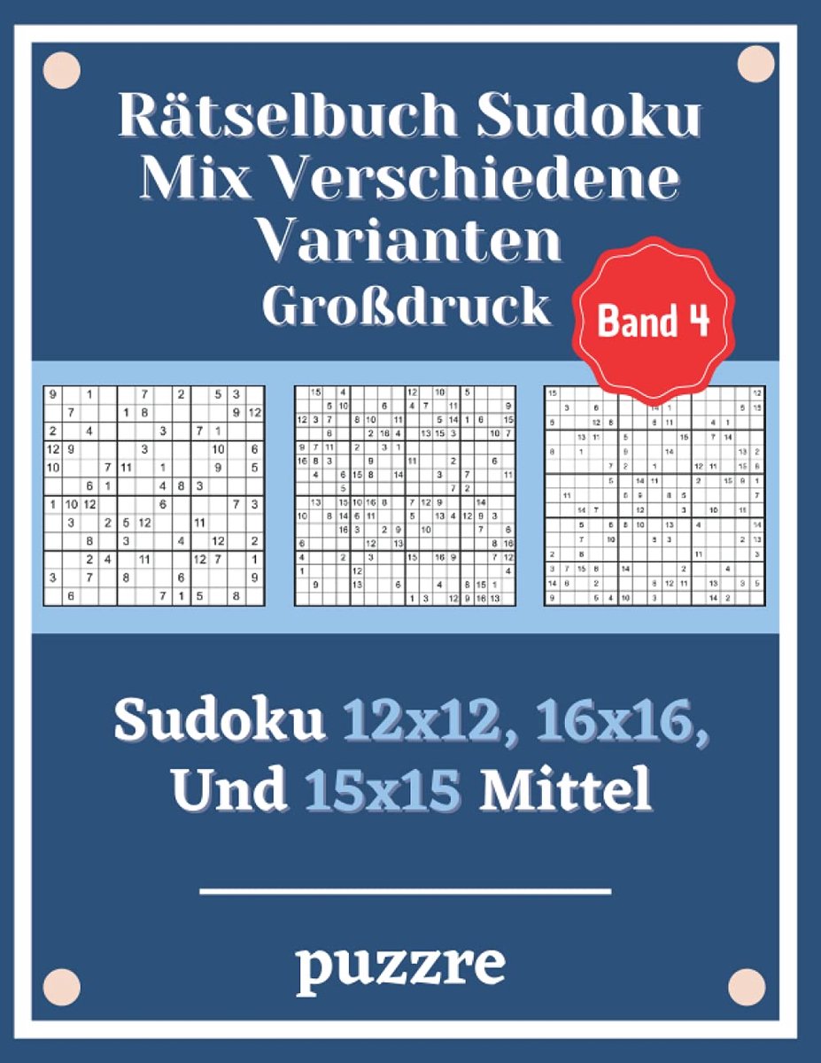 SnelShoppen - Rätselboek Sudoku Mix Grote Lettertype Diverse Varianten 12x12, 16x16, 15x15 - Denksport Spellen voor Volwassenen en Senioren