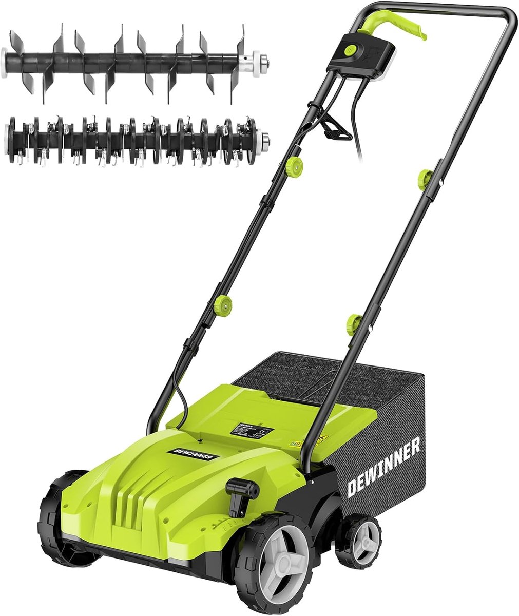 SnelShoppen - Elektrische Scarifier 2-in-1 Grondbeluchter 1500W met 32 cm Werkbreedte en 30L Verzamelbak - Verzorg je Gazon met Diepte-instelling en V