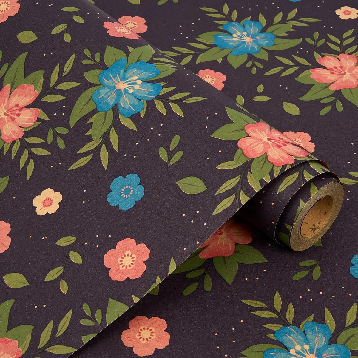 SnelShoppen - Bloemen Cadeau Inpakpapier Rol - 43cm x 10M Blauw Verpakking Papier - Recyclebaar Papier voor Verjaardag, Bruiloft, Feestdecoratie