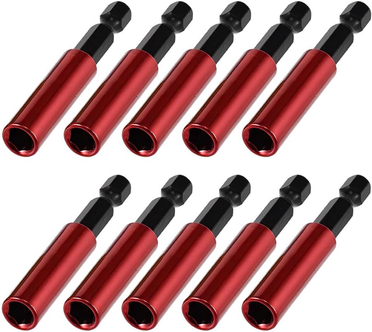 SnelShoppen - Pack van 10 Magneet Bit Holders 60 mm - Snelle Verandering van Bits voor Accuschroefmachines - 1/4 Inch Hex - Hoogwaardige S2 Staal en A