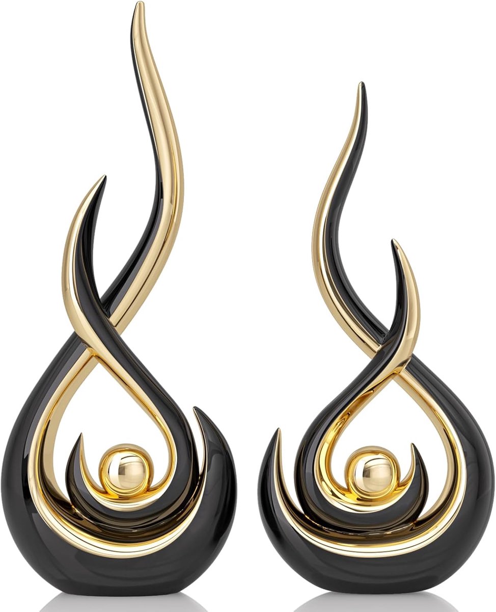 SnelShoppen - Modern Abstract Art Sculptuur voor Woonkamer, Keramische Decoratie voor Eettafel, Creatieve Vlam Design Beeldjes voor TV Stand, Eigentij