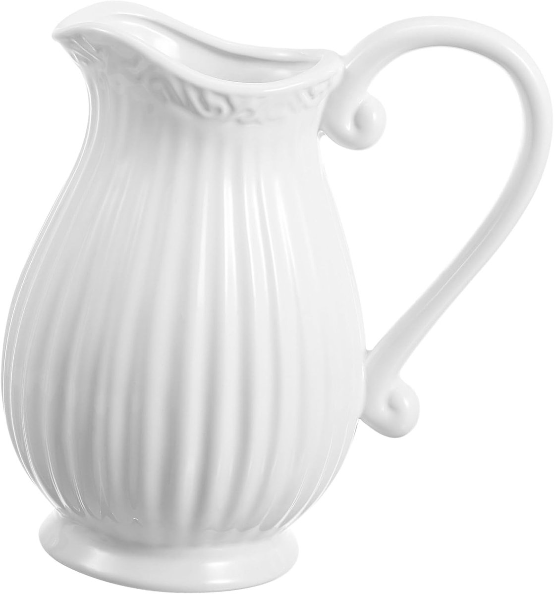SnelShoppen - Witte Keramische Vaasje voor Drogen Bloemen, Porseleinen Bloempot, Uniek Design met Strepen, Decoratie voor Woonkamer, Boerderij, Bruilo