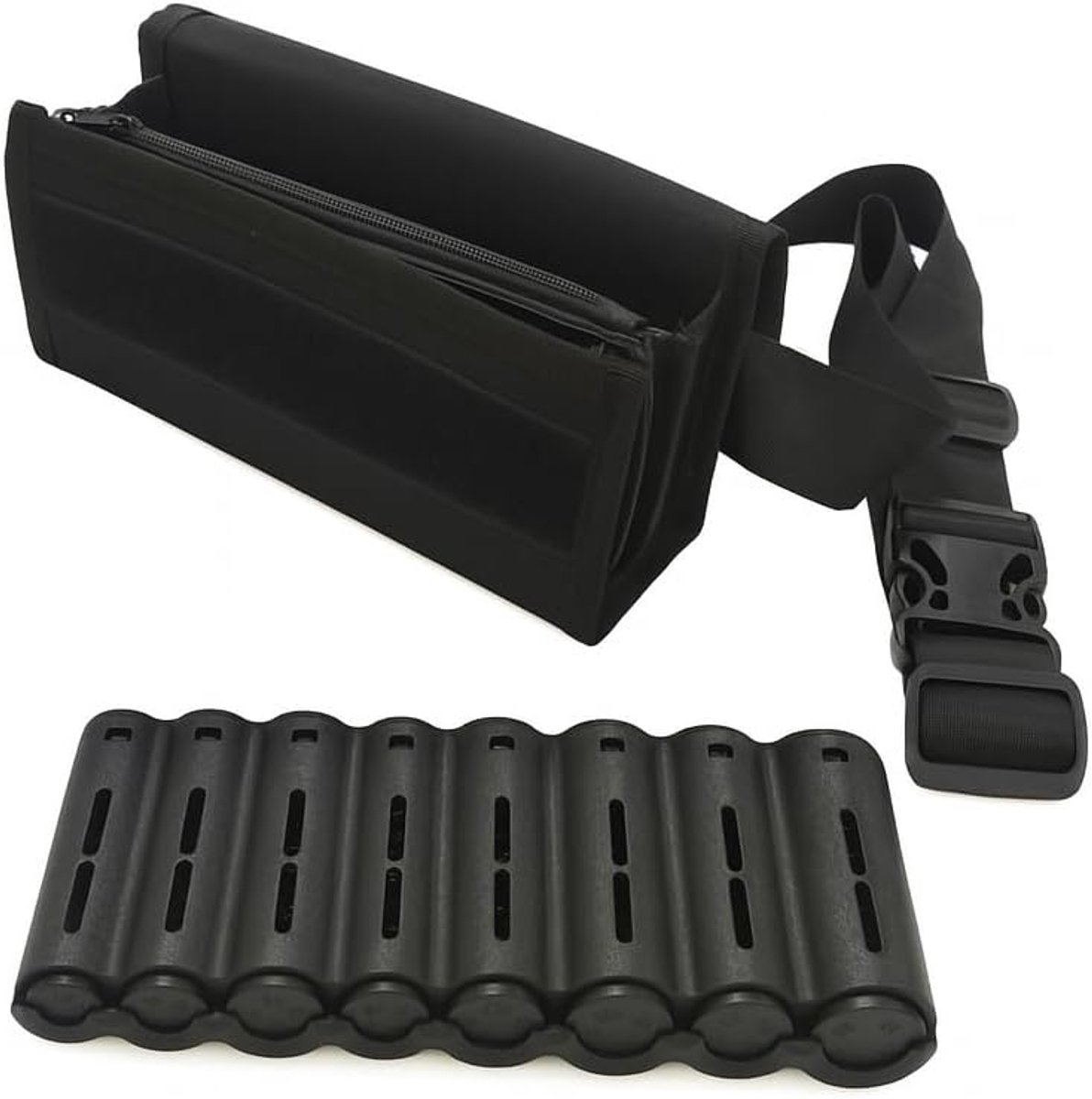 SnelShoppen - Coin Dispenser voor Euro, Coin Sorter met Verstelbare Riem, Zwart Canvas, 21.5 x 9.5 x 7 cm, Ideaal voor Winkels, ATMs en Verzamelaars