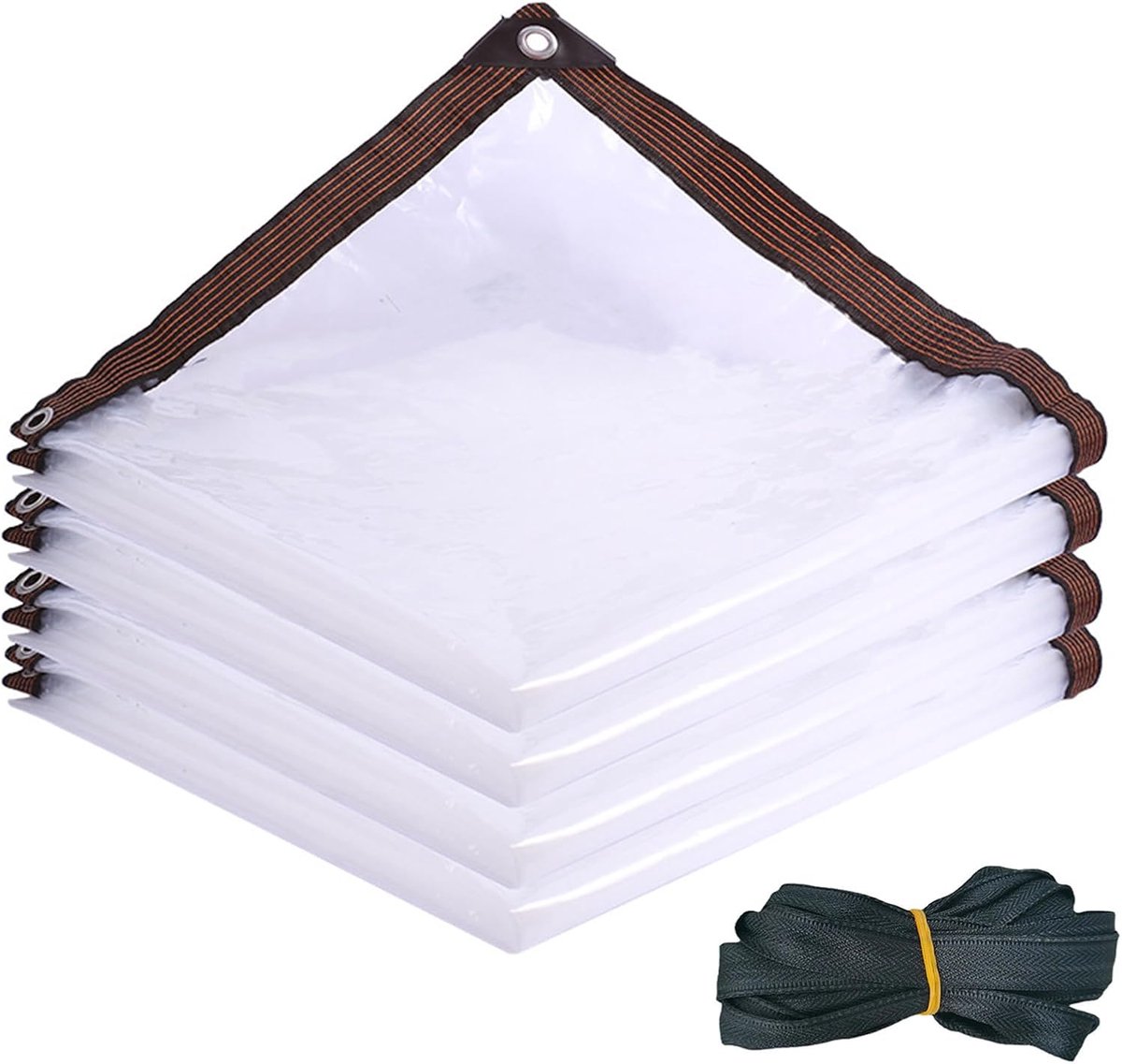 SnelShoppen - 3 x 3 m Transparante Zeil met Oogjes, Waterdicht en Stofdicht, Weerbestendig Tarpaulin voor Tuin, Camping en Patio, Windbescherming en R