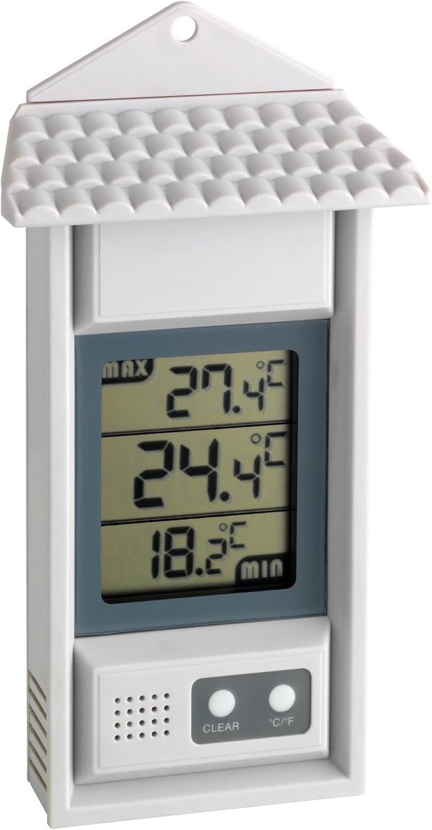 Thijox - Digitale Thermometer voor Binnen en Buiten - Weerbestendig - Minima-Maxima Weergave - Wit - 81 x 30 x 150 mm - Perfect voor Tuin, Camping en