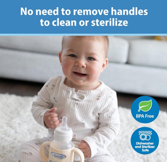 Dr. Brown's Siliconen Flessenhandgrepen voor Smalle Babyflessen (Blauw/Grijs/Groen) - Afneembare Easy Grip Handvatten - BPA-vrij - Overgang naar Drinkbeker van Dr. Brown's — afbeelding 5