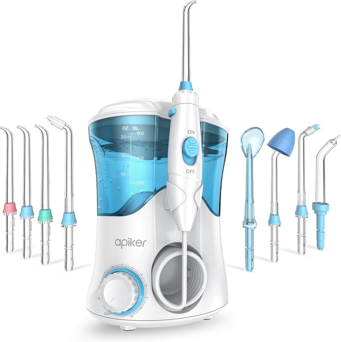 SnelShoppen - Elektrische Mondspoeler - 10 Drukniveaus Water Flosser - 600ml Tandenreiniger met 8 Multifunctionele Doppen - Ideaal voor Gezinsgebruik