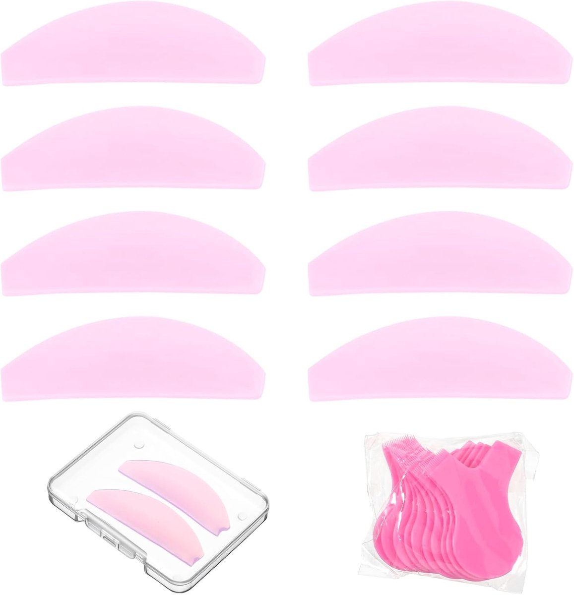 SnelShoppen - 8x Lijmloze Lash Lift Shields Plat - 1 mm Dunne Koreaanse Siliconen Wimper Pads - Herbruikbare Wimper Shields met 10 Kammen voor Wimper